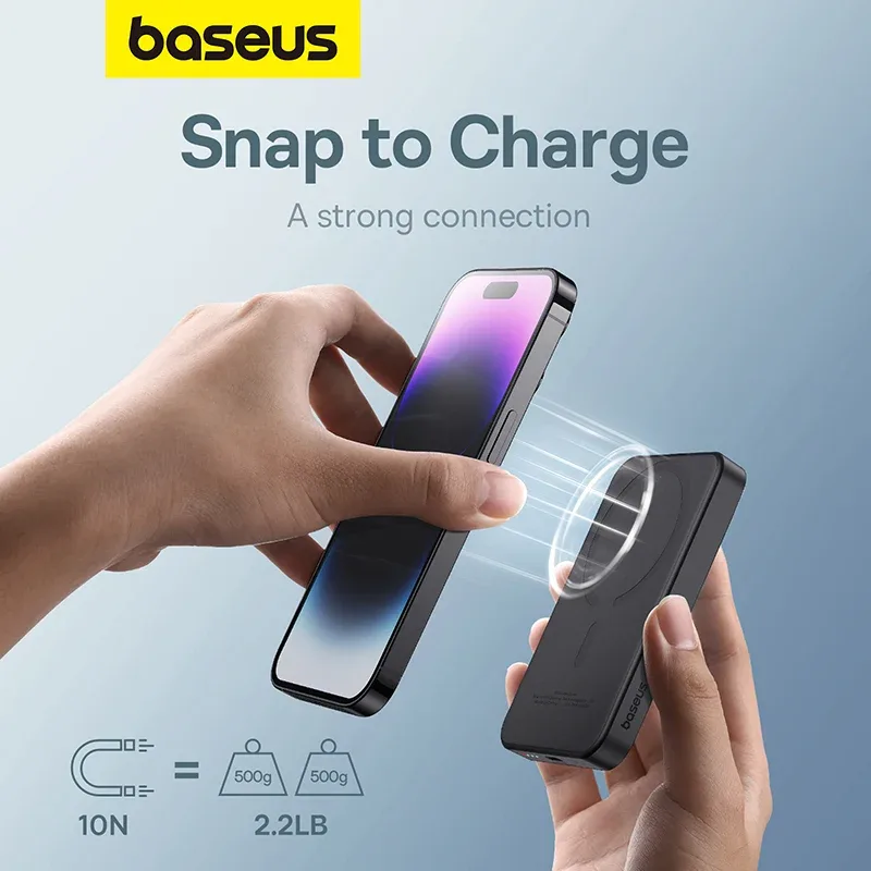 BASEUS MAGNETIC MINI WIRELESS FAST CHARGE POWER BANK 5000MAH 20W CLUSTER BLACK P10022107113 thumbnail 8