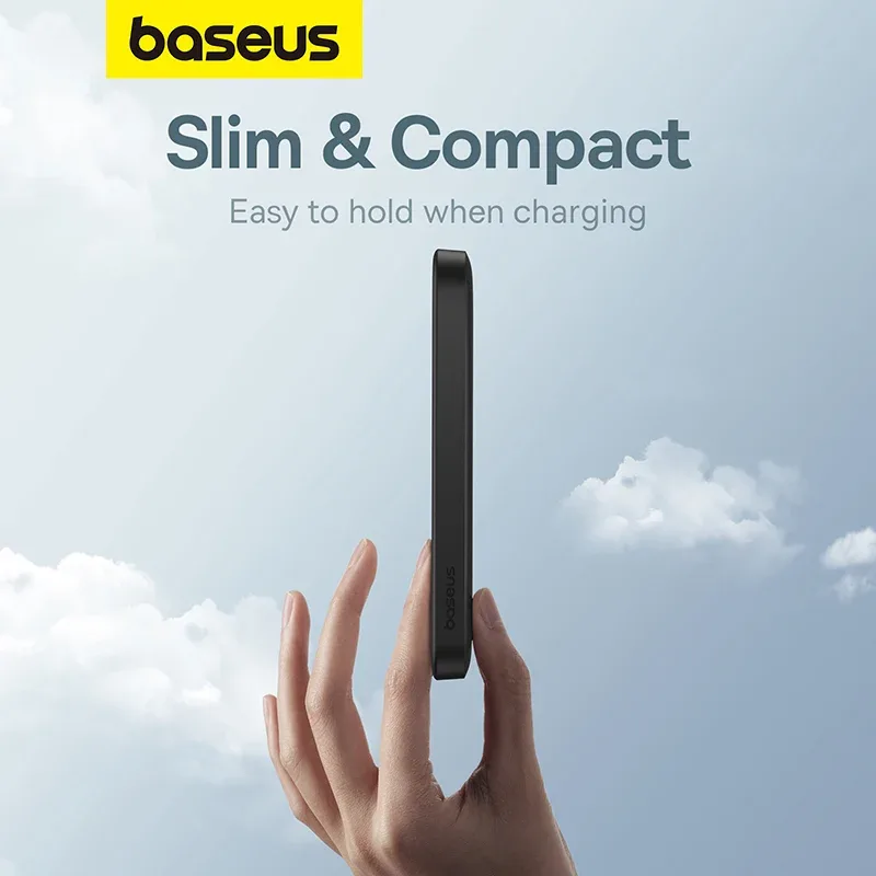 BASEUS MAGNETIC MINI WIRELESS FAST CHARGE POWER BANK 5000MAH 20W CLUSTER BLACK P10022107113 thumbnail 6