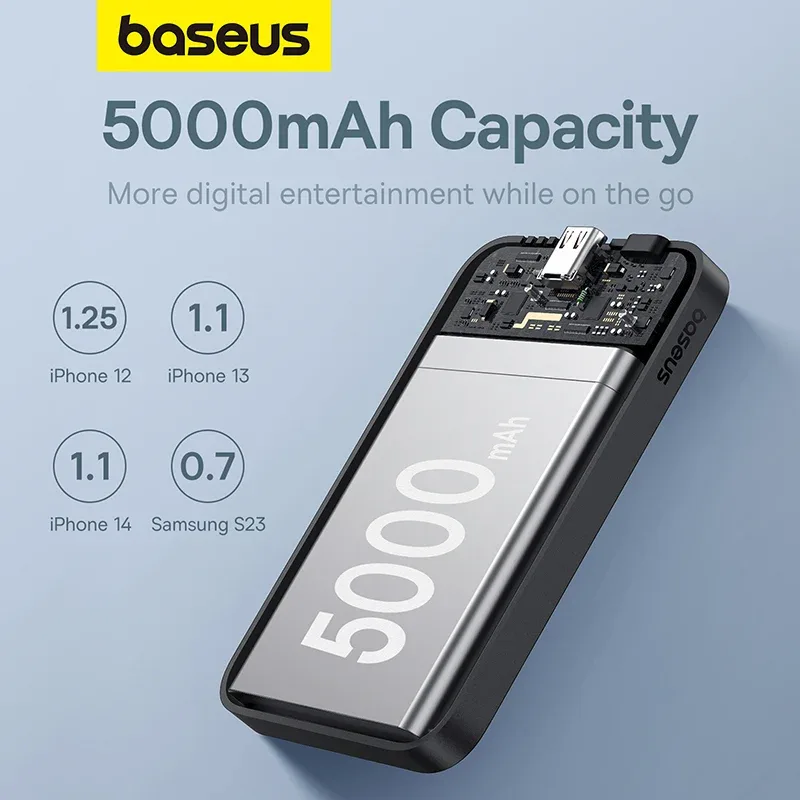 BASEUS MAGNETIC MINI WIRELESS FAST CHARGE POWER BANK 5000MAH 20W CLUSTER BLACK P10022107113 thumbnail 7