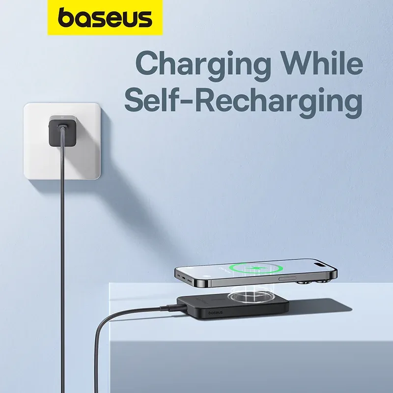 BASEUS MAGNETIC MINI WIRELESS FAST CHARGE POWER BANK 5000MAH 20W CLUSTER BLACK P10022107113 thumbnail 3