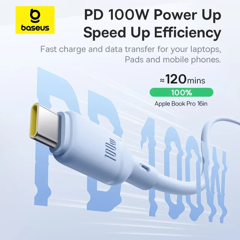 BASEUS SILKY FAST CHARGING CABLE USB C TO USB C 100W 1M MOON WHITE  P10377704213 thumbnail 5