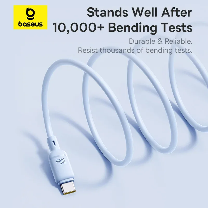 BASEUS SILKY FAST CHARGING CABLE USB C TO USB C 100W 1M MOON WHITE  P10377704213 thumbnail 2