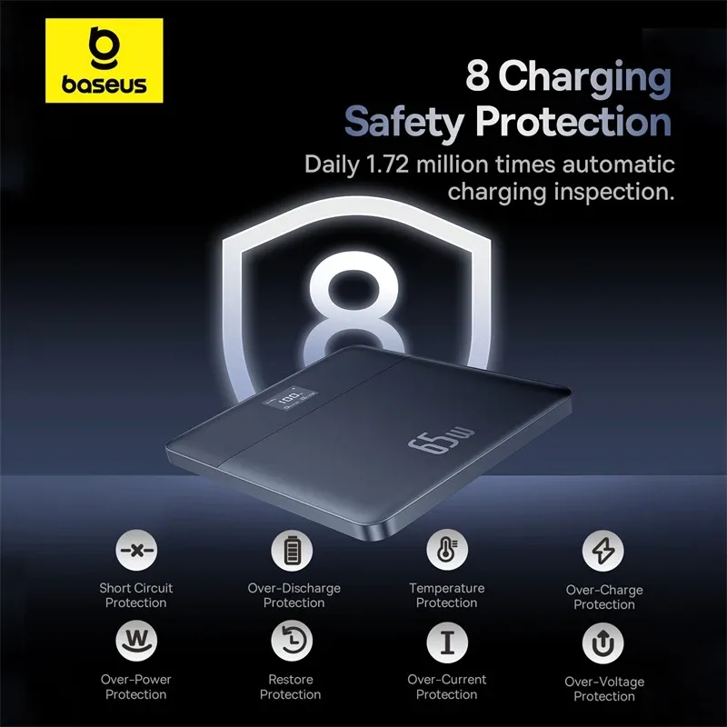 BASEUS BLADE 2 FAST CHARGING POWER BANK WITH DIGITAL DISPLAY INTELLIGENT EDITION 12000MAH 65W CANYON CORAL P10063801733 thumbnail 11