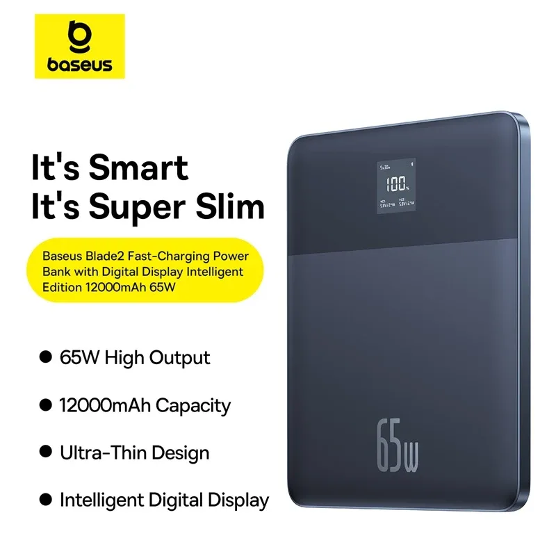BASEUS BLADE 2 FAST CHARGING POWER BANK WITH DIGITAL DISPLAY INTELLIGENT EDITION 12000MAH 65W CANYON CORAL P10063801733 thumbnail 3