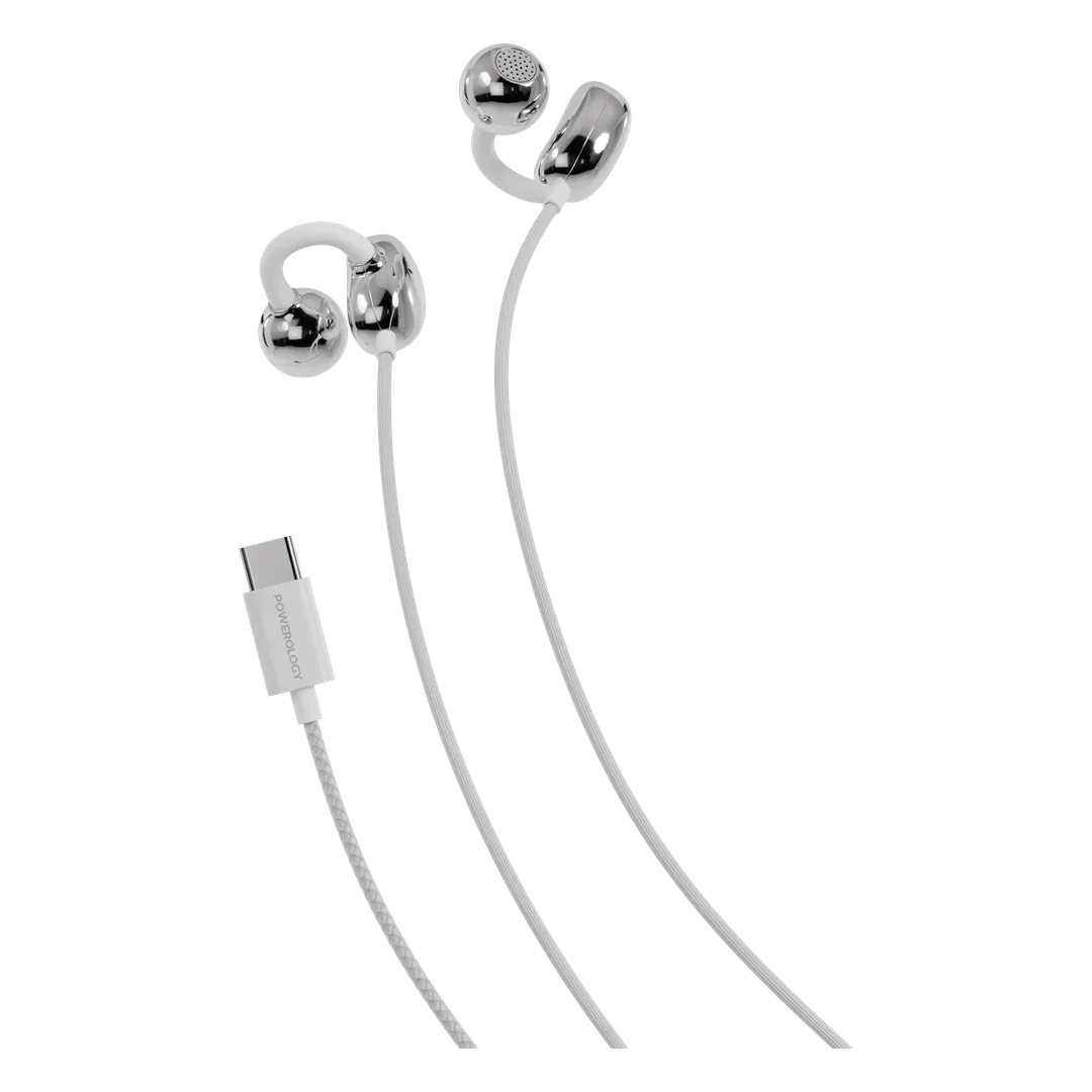 POWEROLOGY VORO EARHOOK USB C WIRED EARPHONES WHITE PWCWES12WH