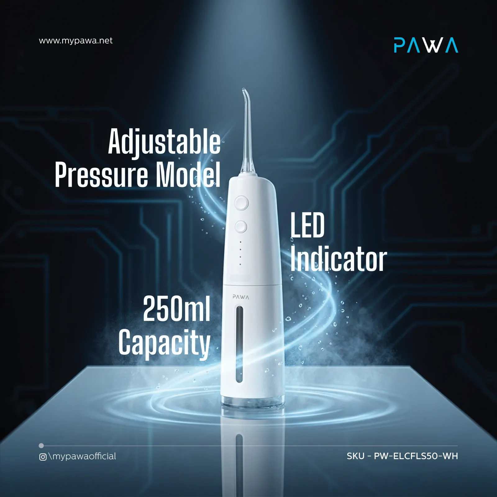 PAWA AQUAJET WATER FLOSSER WHITE PW-ELCFLS50-WH thumbnail 7