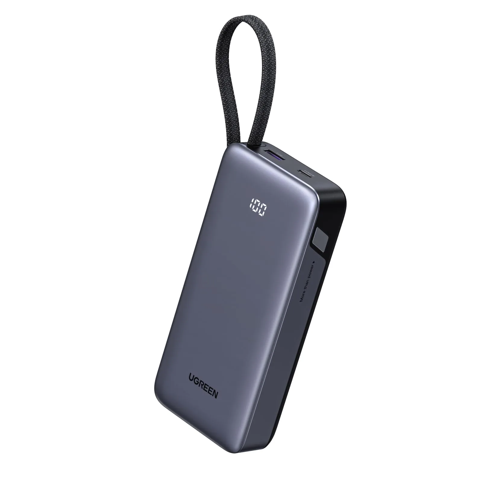 UGREEN NEXODE FAST CHARGING POWER BANK 20000MAH 45W BUILT IN CABLE GRAY PB536