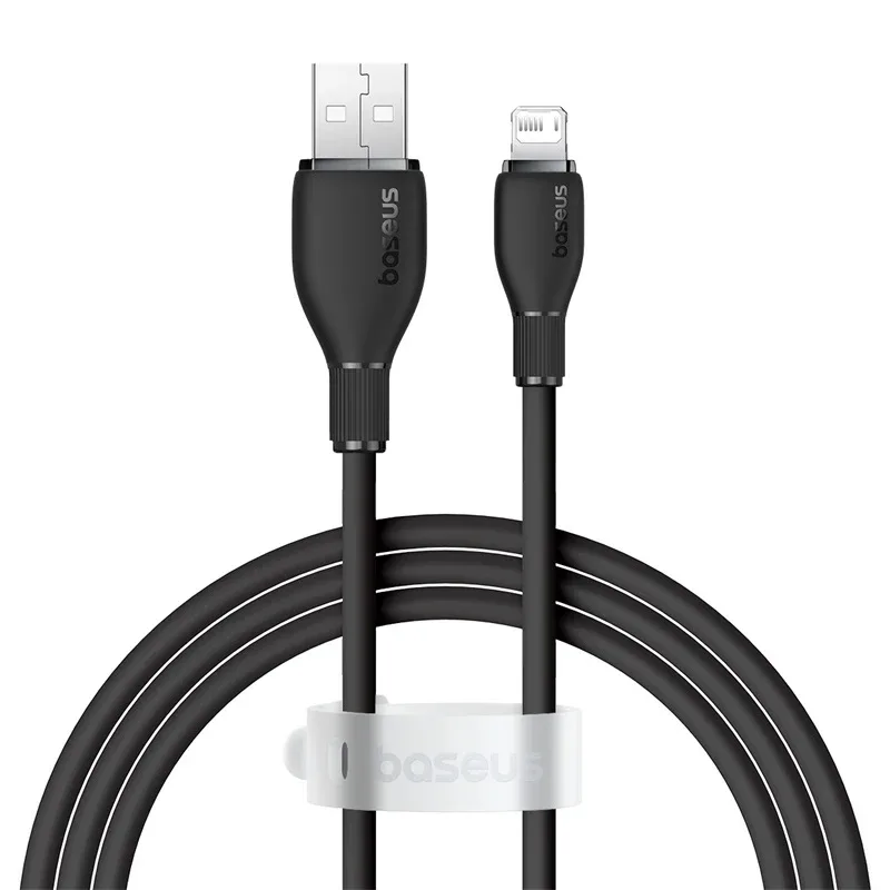 BASEUS PUDDING SERIES FAST CHARGING USB TO IP 2.4A CABLE 1.2M CLUSTER BLACK P10355700111 thumbnail 11