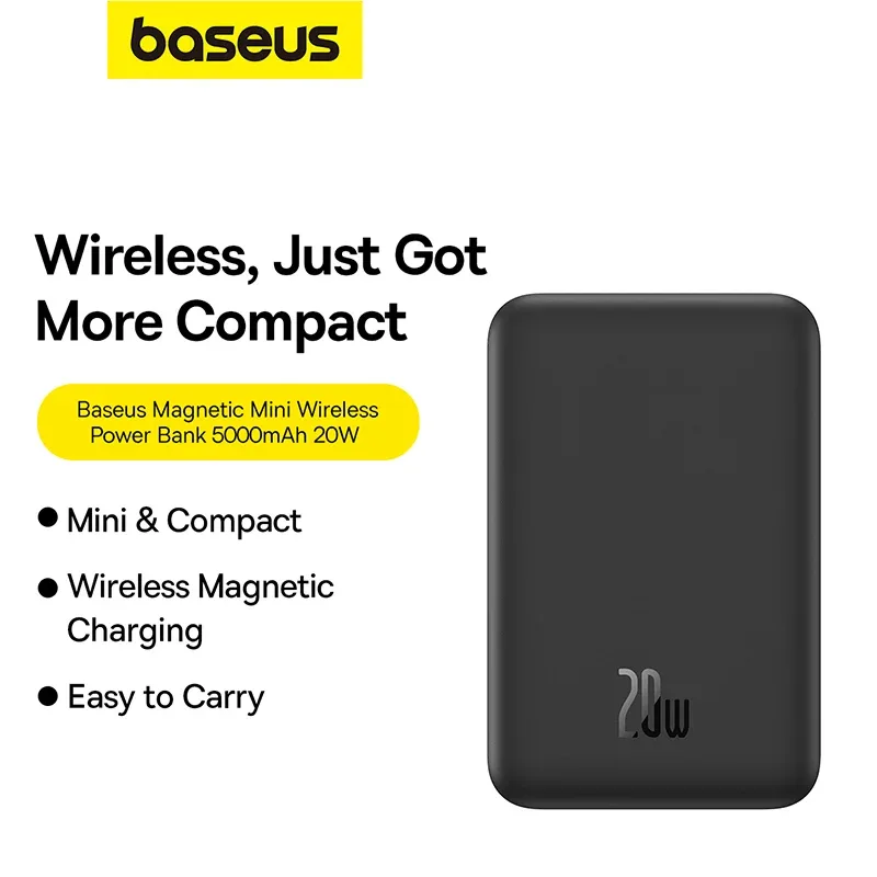 BASEUS MAGNETIC MINI WIRELESS FAST CHARGE POWER BANK 5000MAH 20W CLUSTER BLACK P10022107113 thumbnail 2