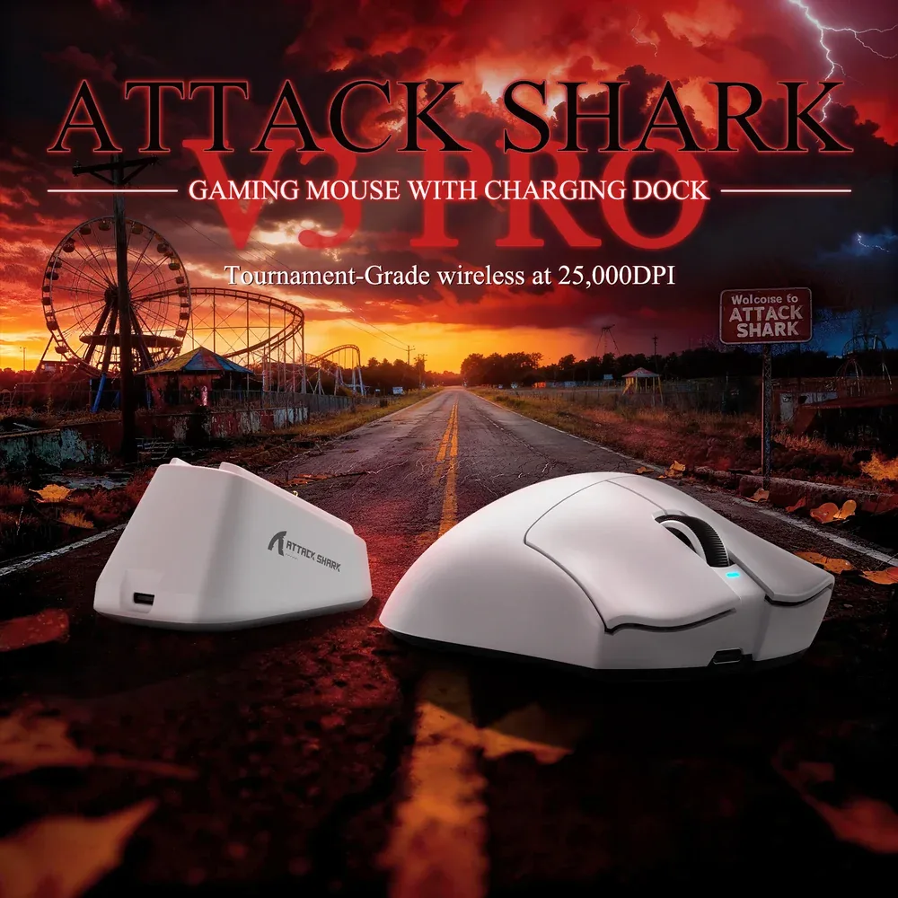 ATTACK SHARK V3 PRO WIRELESS ESPORTS GAMING MOUSE WITH CHARGING DOCK WHITE thumbnail 9