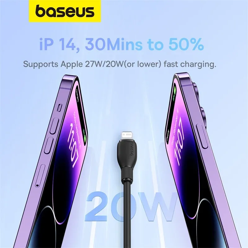 BASEUS PUDDING SERIES FAST CHARGING TYPE C TO IP 20W CABLE 2M CLUSTER BLACK P10355701111 thumbnail 3