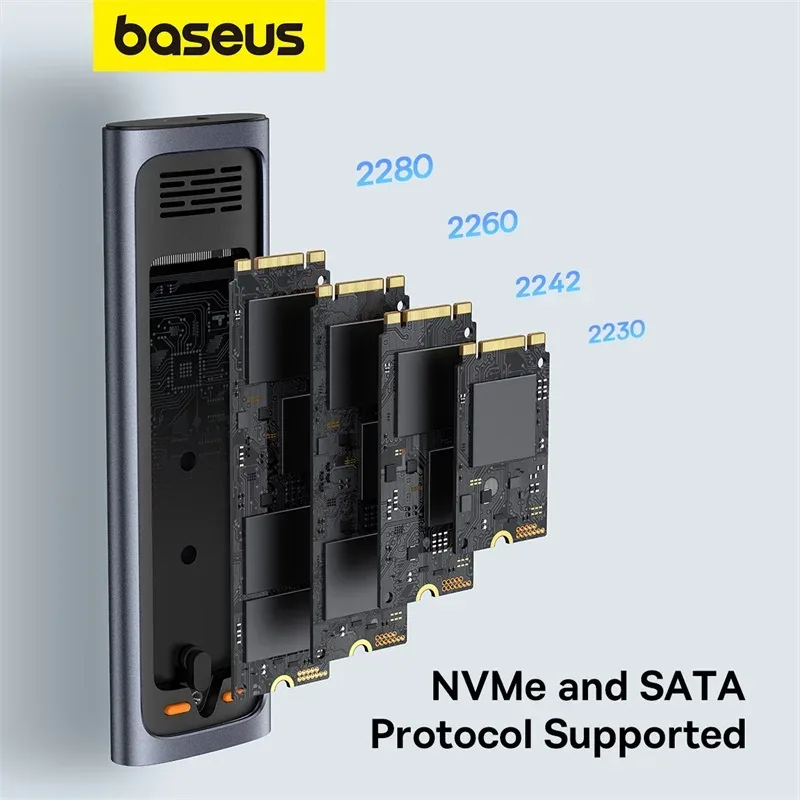 BASEUS FLY JOY SERIES SSD ENCLOSURE M2 NVME AND SATA GREY B00760600811 thumbnail 10