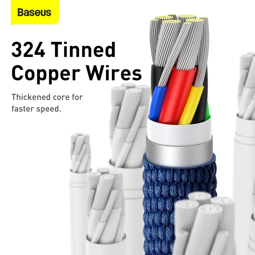 BASEUS CRYSTAL SHINE SERIES FAST CHARGING DATA CABLE TYPE C TO TYPE C 100W 2M BLUE CAJY000703 thumbnail 5