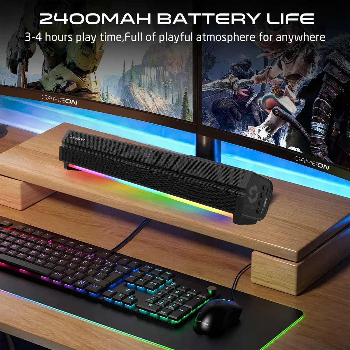 GAMEON SONICSTORM X WIRELESS RGB GAMING SOUNDBAR BLACK GOSBT1 thumbnail 3