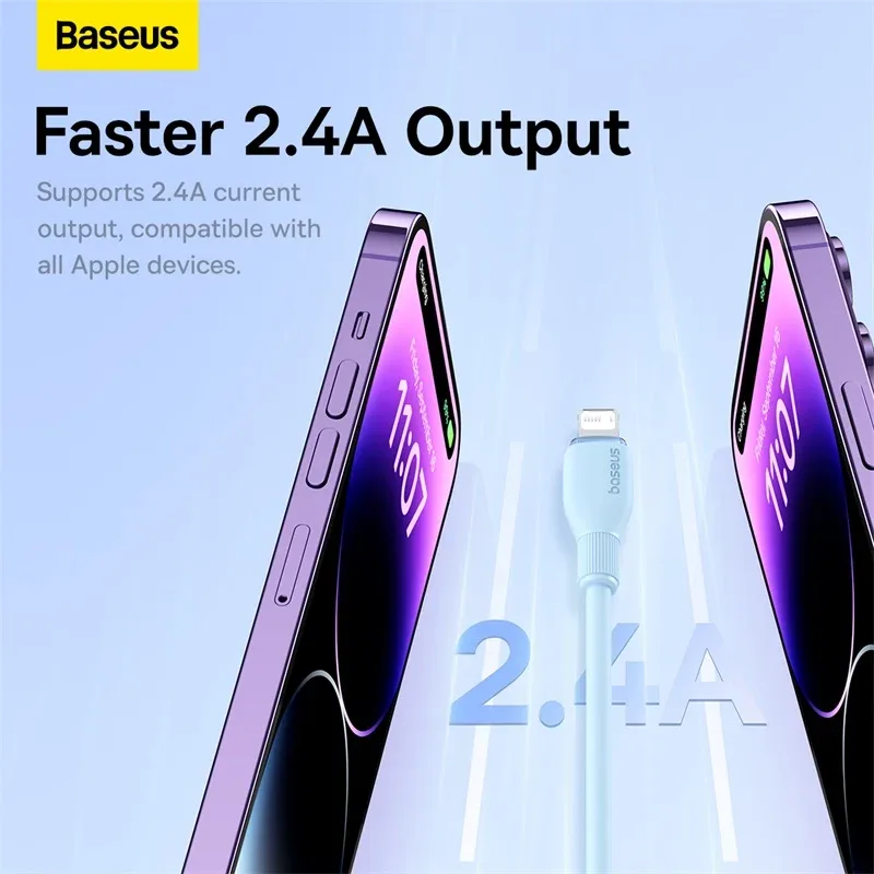 BASEUS PUDDING SERIES FAST CHARGING USB TO IP 2.4A CABLE 1.2M NEBULA PURPLE P10355700511 thumbnail 5