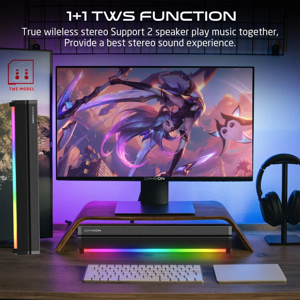 GAMEON SONICSTORM X WIRELESS RGB GAMING SOUNDBAR BLACK GOSBT1 thumbnail 2