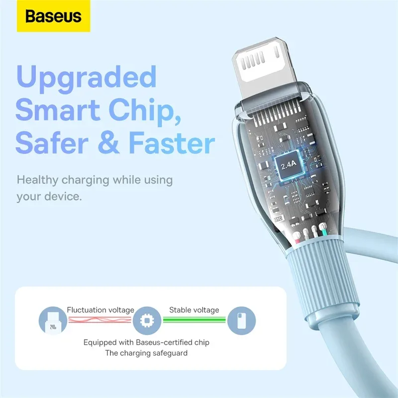 BASEUS PUDDING SERIES FAST CHARGING USB TO IP 2.4A CABLE 1.2M NEBULA PURPLE P10355700511 thumbnail 4