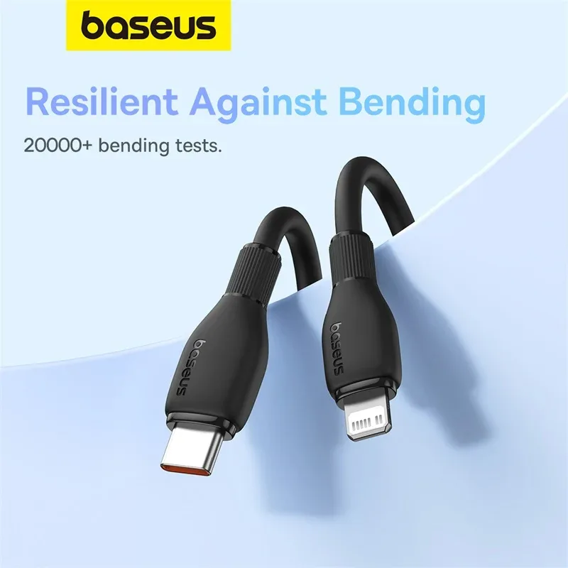 BASEUS PUDDING SERIES FAST CHARGING TYPE C TO IP 20W CABLE 2M CLUSTER BLACK P10355701111 thumbnail 6