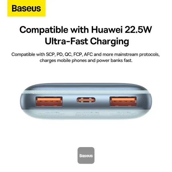 BASEUS BIPOW PRO DIGITAL DISPLAY FAST CHARGE POWER BANK 10000MAH 22.5W BLUE PPBD040003 thumbnail 6