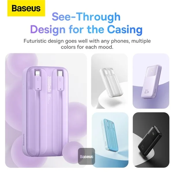 BASEUS COMET SERIES DUAL CABLE DIGITAL DISPLAY FAST CHARGE POWER BANK 20000MAH 22.5W BLUE PPMD020103 thumbnail 2