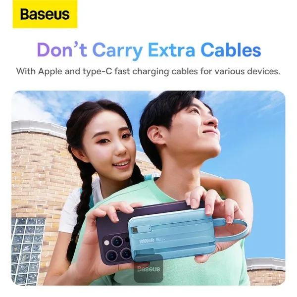 BASEUS COMET SERIES DUAL CABLE DIGITAL DISPLAY FAST CHARGE POWER BANK 20000MAH 22.5W BLUE PPMD020103 thumbnail 9