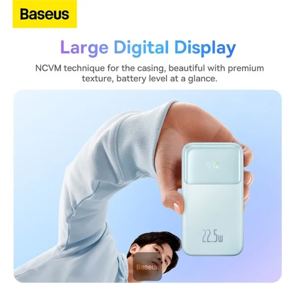 BASEUS COMET SERIES DUAL CABLE DIGITAL DISPLAY FAST CHARGE POWER BANK 20000MAH 22.5W BLUE PPMD020103 thumbnail 3