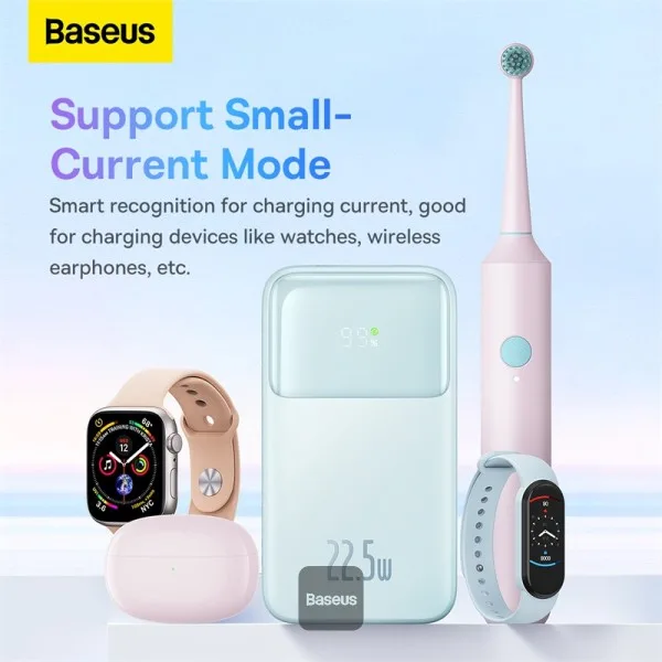 BASEUS COMET SERIES DUAL CABLE DIGITAL DISPLAY FAST CHARGE POWER BANK 20000MAH 22.5W BLUE PPMD020103 thumbnail 4