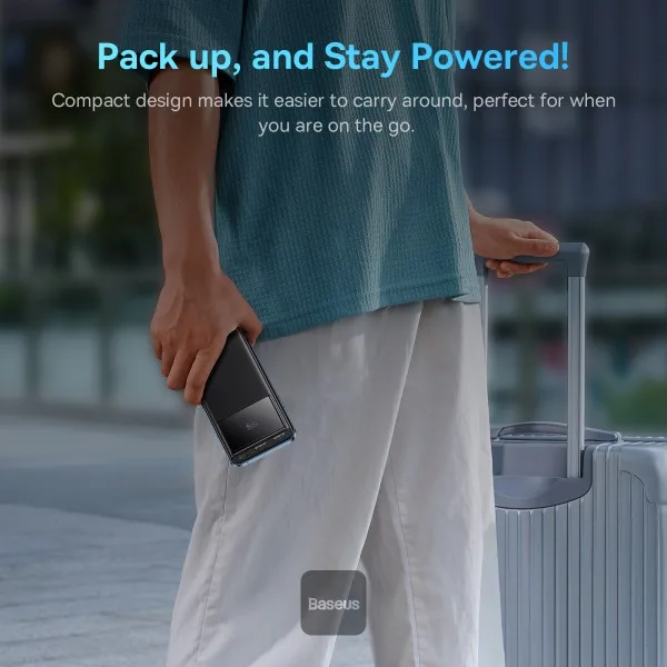 BASEUS STAR LORD DIGITAL DISPLAY FAST CHARGING POWER BANK 10000MAH 22.5W BLACK PPXJ100001 thumbnail 3