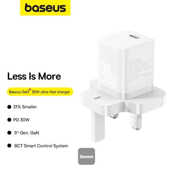 BASUES GAN 5 MINI FAST CHARGER 30W WHITE thumbnail 2
