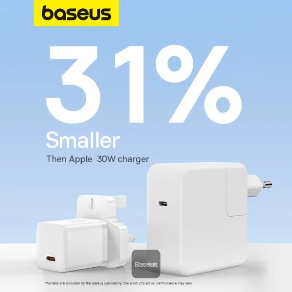 BASUES GAN 5 MINI FAST CHARGER 30W WHITE thumbnail 4