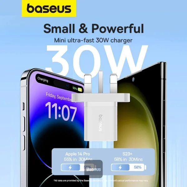 BASUES GAN 5 MINI FAST CHARGER 30W WHITE thumbnail 3