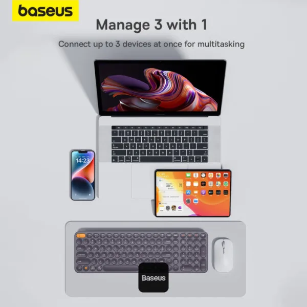 BASEUS K01B WIRELESS TRI MODE KEYBOARD FROSTED GRAY B00955504833 thumbnail 2