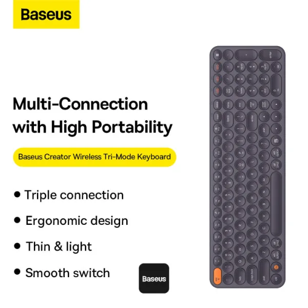 BASEUS K01B WIRELESS TRI MODE KEYBOARD FROSTED GRAY B00955504833 thumbnail 3