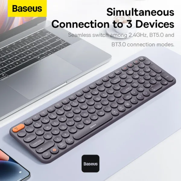 BASEUS K01B WIRELESS TRI MODE KEYBOARD FROSTED GRAY B00955504833 thumbnail 4