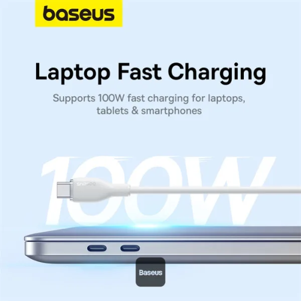 BASEUS PUDDING SERIES FAST CHARGING TYPE C TO TYPE C 5A 100W CABLE 1.2M STELLAR WHITE P10355702221 thumbnail 3