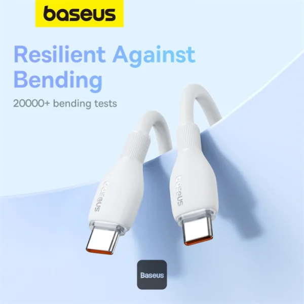 BASEUS PUDDING SERIES FAST CHARGING TYPE C TO TYPE C 5A 100W CABLE 1.2M STELLAR WHITE P10355702221 thumbnail 5