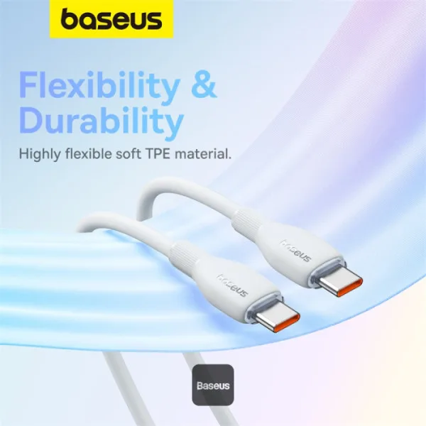 BASEUS PUDDING SERIES FAST CHARGING TYPE C TO TYPE C 5A 100W CABLE 1.2M STELLAR WHITE P10355702221 thumbnail 6