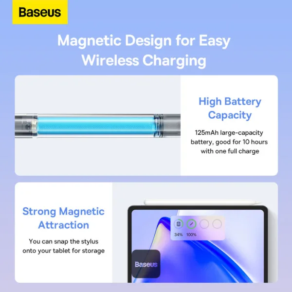BASEUS SMOOTH WRITING 2 SERIES DUAL CHARGING STYLUS ACTIVE WIRELESS VERSION MOON WHITE P80015804213 thumbnail 4