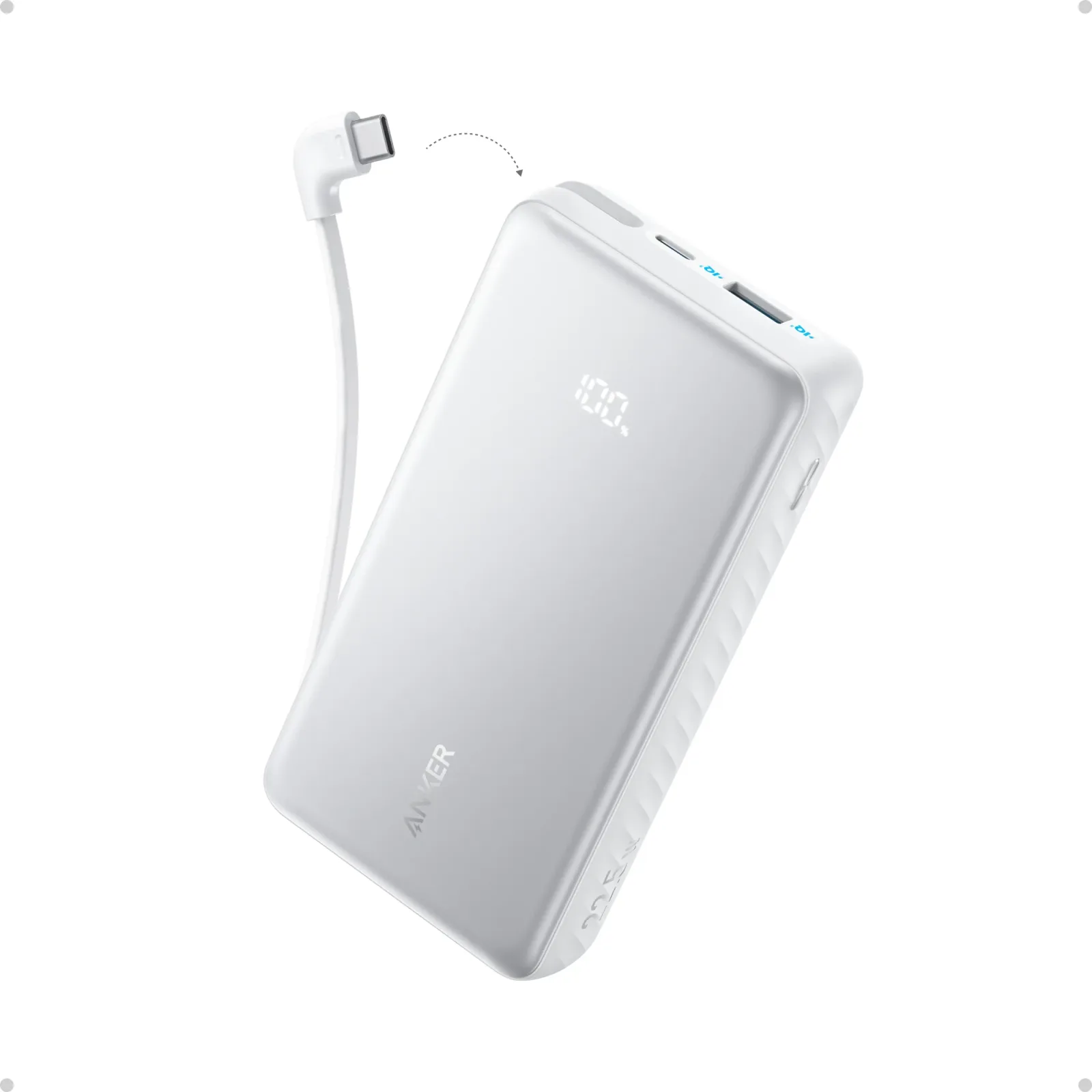 ANKER ZOLO POWER BANK 20000MAH BUILT IN USB-C CABLE WHITE A110EH21