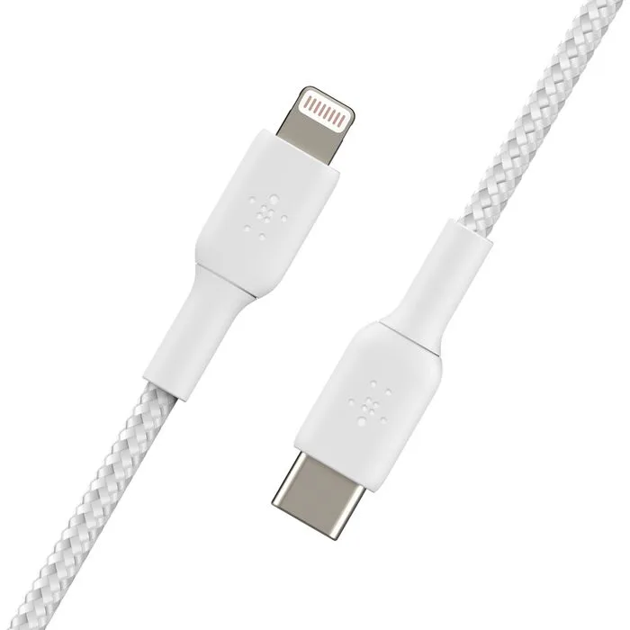 BELKIN BOOST CHARGE BREADED USB-C TO LIGHTNING CABLE 1M WHITE CAA004BT1MWH thumbnail 3
