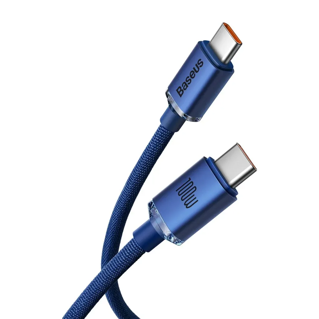 BASEUS CRYSTAL SHINE SERIES FAST CHARGING DATA CABLE TYPE C TO TYPE C 100W 2M BLUE CAJY000703 thumbnail 7