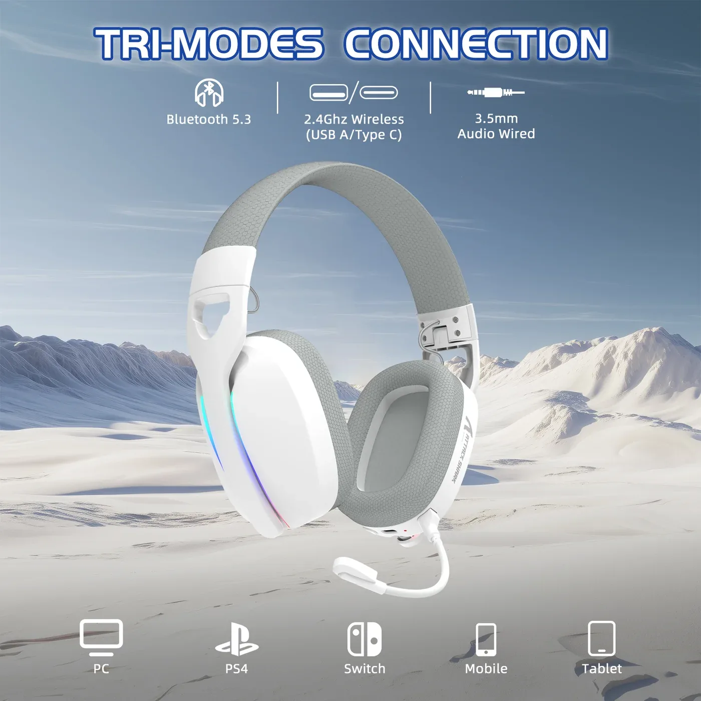 ATTACK SHARK L90 TRI MODE WIRELESS GAMING HEADSET WHITE thumbnail 9