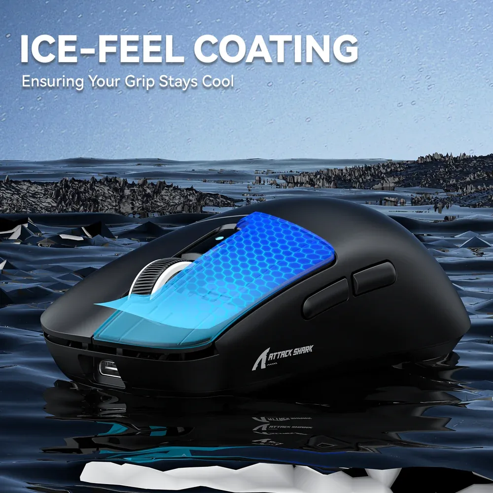 ATTACK SHARK R6 ULTRALIGHT TRI MODE WIRELESS GAMING MOUSE BLACK PAW3950 thumbnail 4