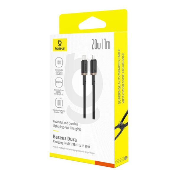 BASEUS DURA TYPE C TO LIGHTNING IP 20W CABLE 1M BLACK thumbnail 9