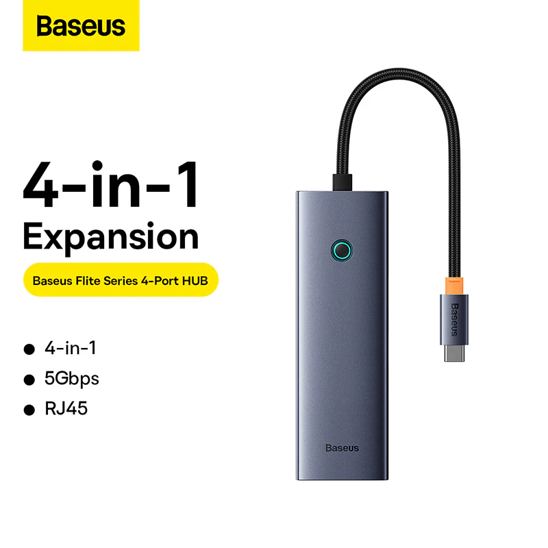 BASEUS FLITE SERIES 4 PORT USB-C HUB SPACE GREY B0005280A813-00-GY thumbnail 4