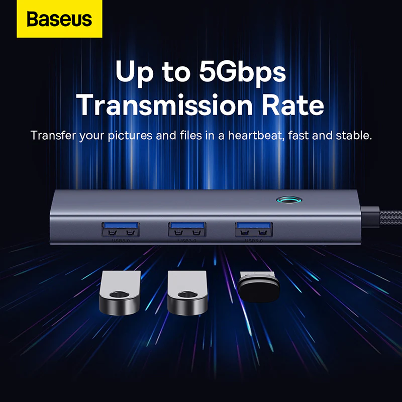 BASEUS FLITE SERIES 4 PORT USB-C HUB SPACE GREY B0005280A813-00-GY thumbnail 5