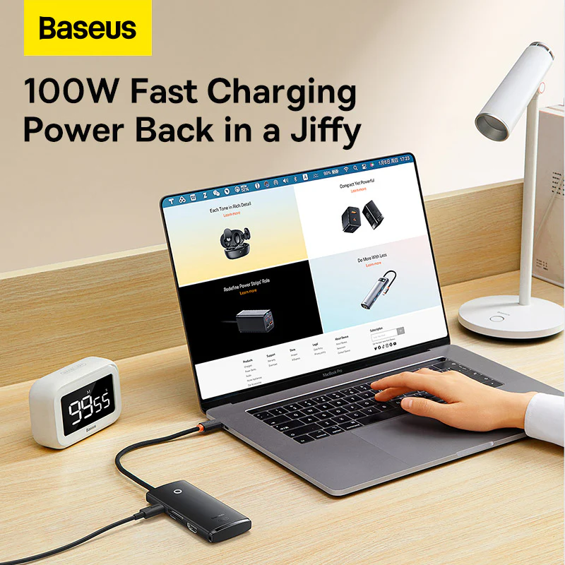 BASEUS LITE SERIES 6 PORT TYPE C HUB DOCKING STATION BLACK BS-0H019 thumbnail 9