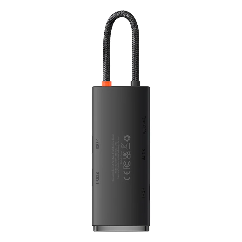BASEUS LITE SERIES 6 PORT TYPE C HUB DOCKING STATION BLACK BS-0H019 thumbnail 3