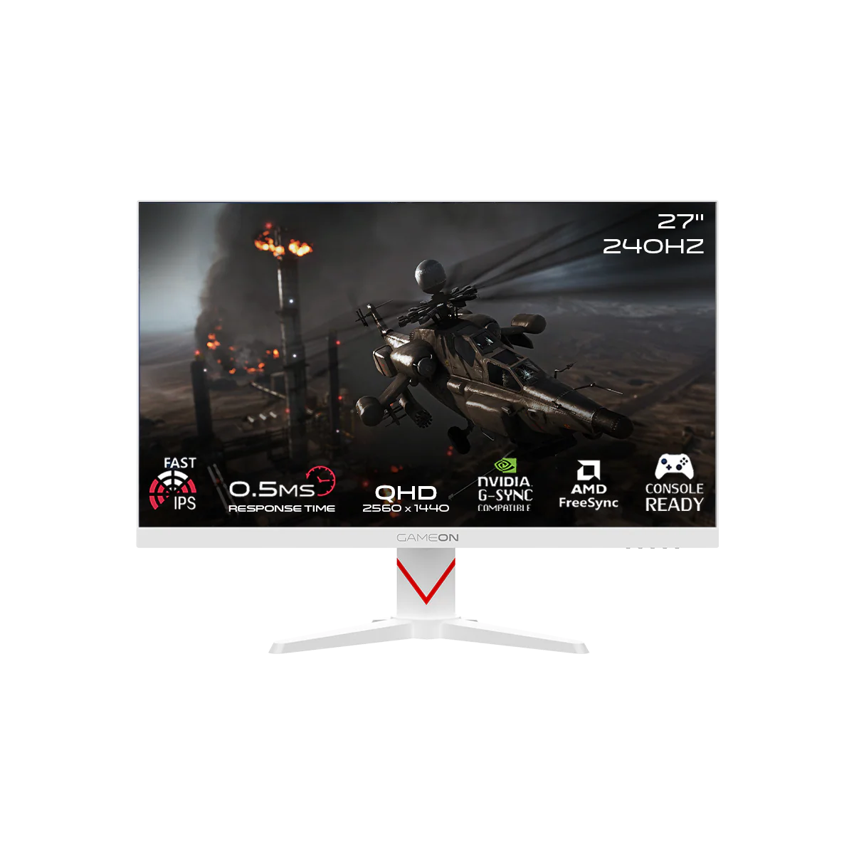 GAMEON DOMINATOR SERIES 27 INCH QHD 240HZ MPRT 0.5MS FAST IPS GAMING MONITOR WHITE GOAD27QHD240IPS