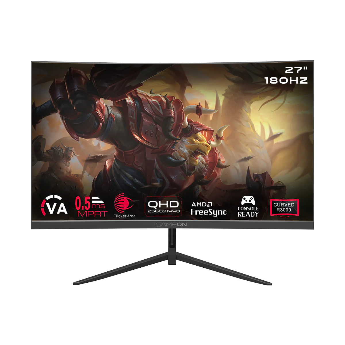 GAMEON 27-INCH CURVED QHD 180HZ 0.5MS HDMI 2.1 VA PANEL GAMING MONITOR GOC27Q180VA